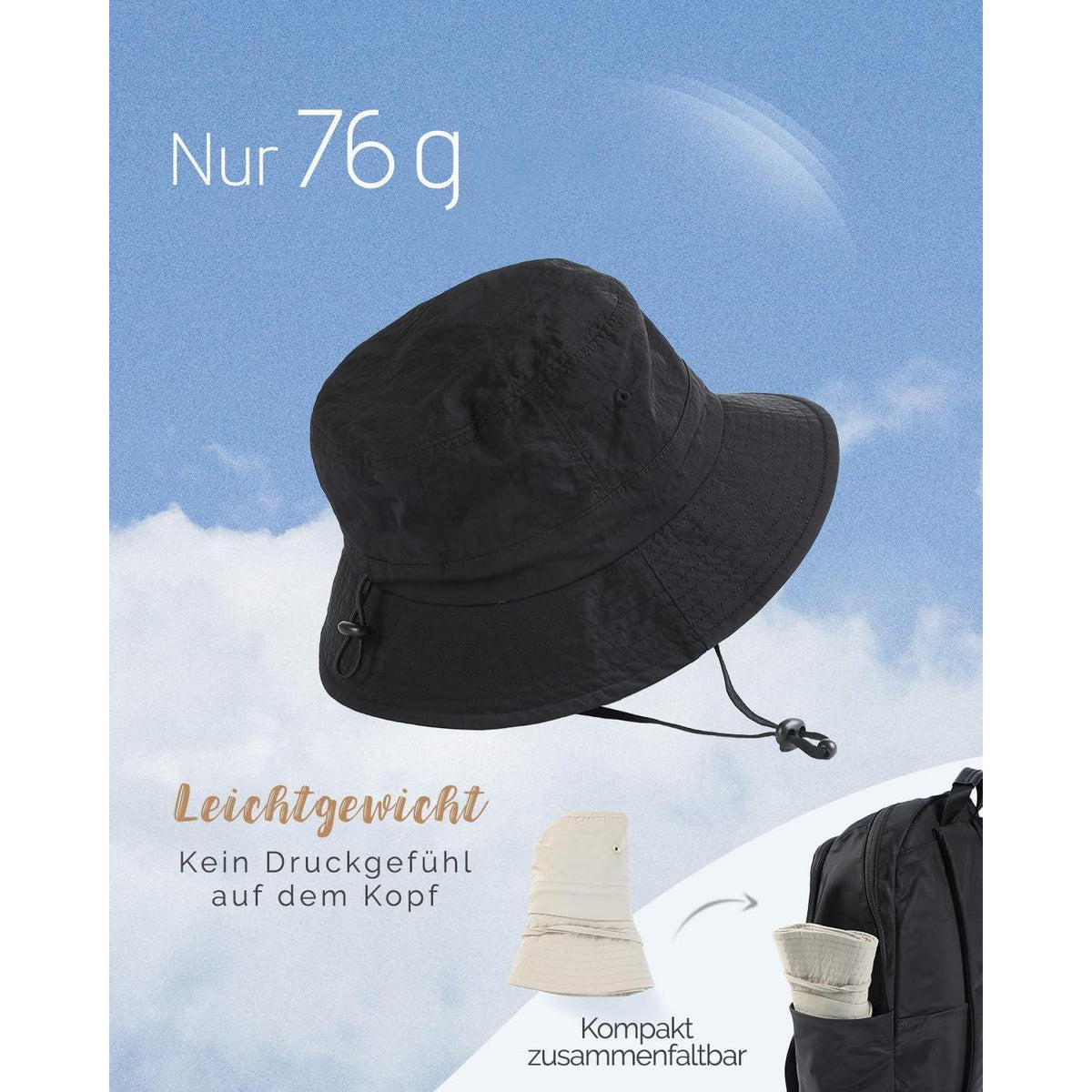 Regenhut Damen Herren Wasserdicht, UV Schutz, Faltbar