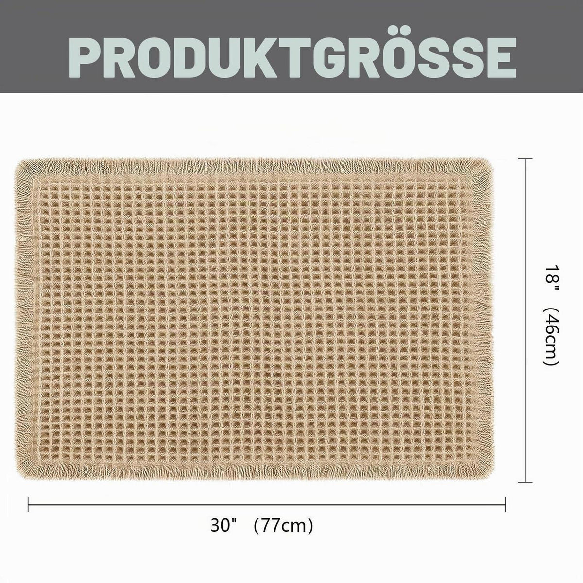 Badematte Waffelmuster, saugfähig & rutschfest, braun 46x77 cm