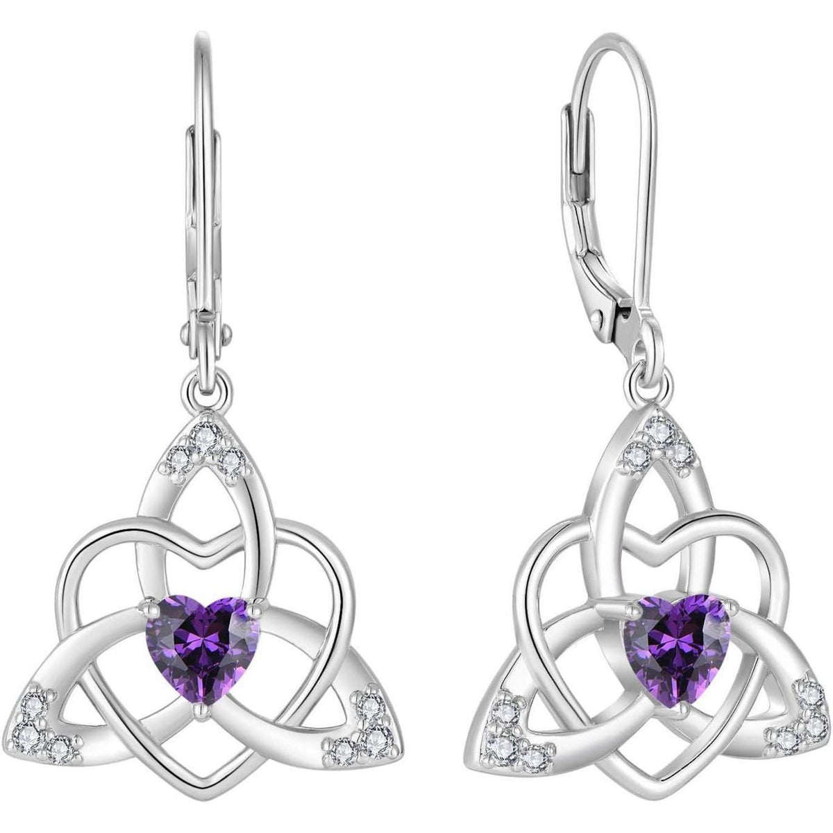 Keltische Knoten Ohrringe mit Amethyst, 925 Sterling Silber