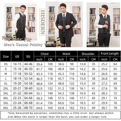 Herren Weste Krawatte Einstecktuch Set Jacquard Seide L Grün