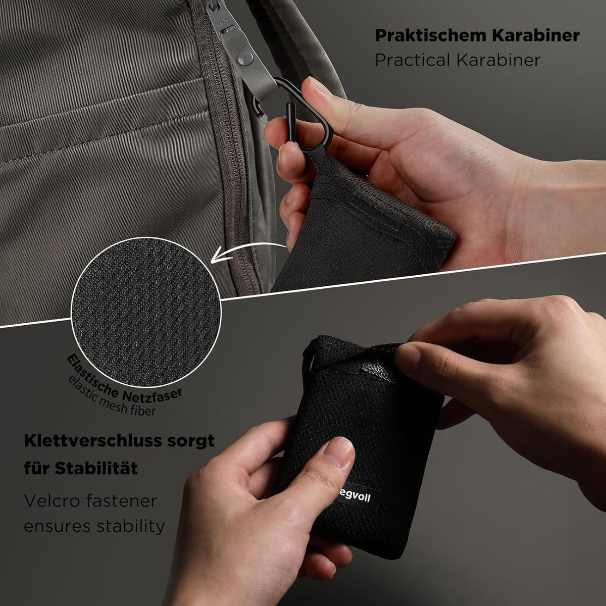 Picknickdecke klein mit Karabiner, ultraleicht tragbar für Picknick Strand Camping