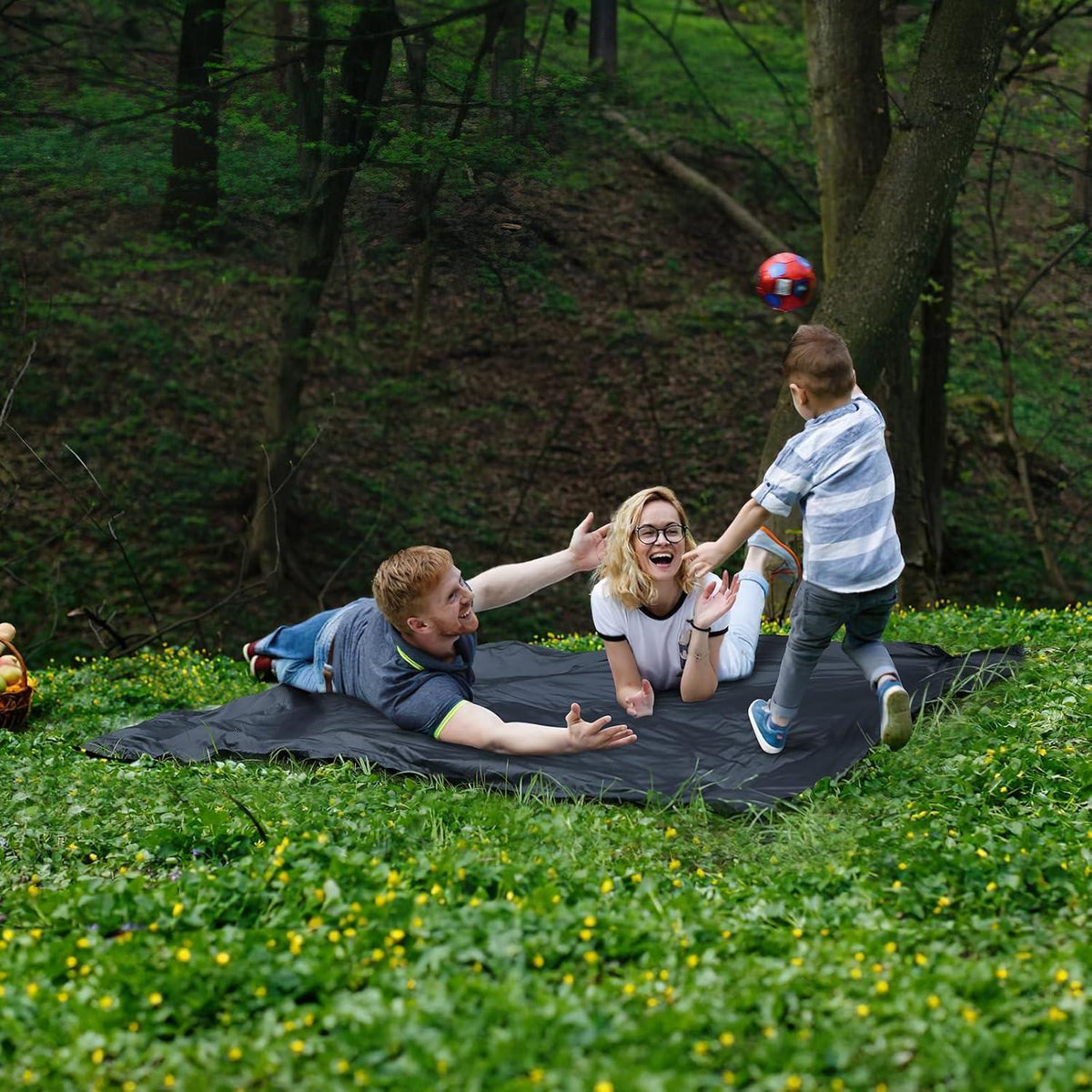Ultraleichte Picknickdecke Schwarz Karabiner 110x180cm Outdoor Strand Camping