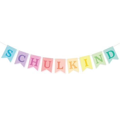 Einschulung Mädchen Girlande Pastell Papier Deko Kit