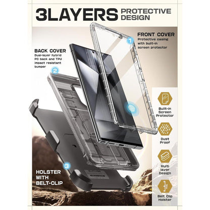 Handyhülle mit Ständer für Samsung Galaxy S24 Ultra, Frostschwarz