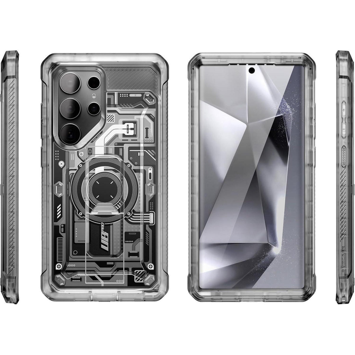 Handyhülle mit Ständer für Samsung Galaxy S24 Ultra, Frostschwarz