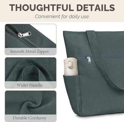 Cordury Tote Bag Umhängetasche Reißverschluss Taschen Reisen Fitnessstudio