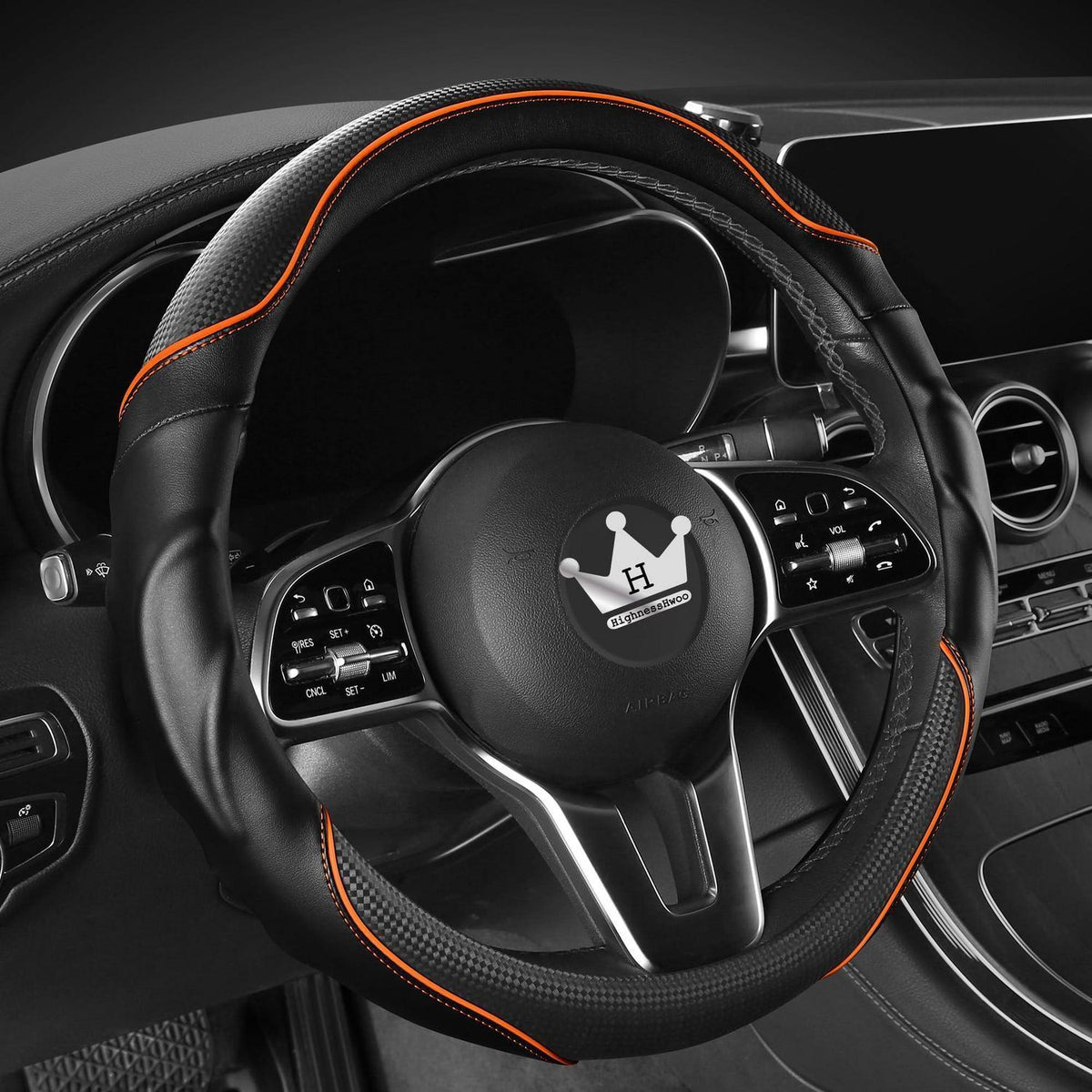 3D Auto Lenkradabdeckung Komfortgriff Massage, Orange Schwarz