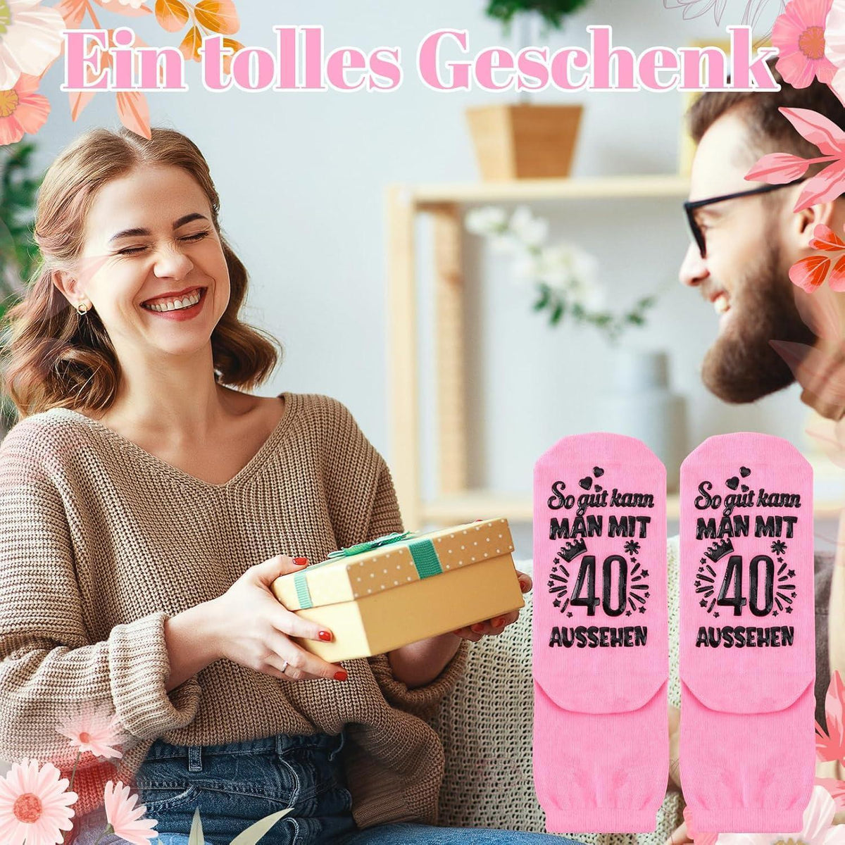 Geburtstags Socken Damen Baumwolle – Geschenkidee 40. Geburtstag