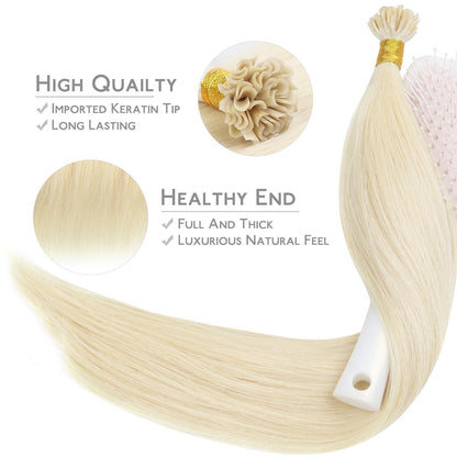 Echthaar Extensions U-Tip Platinblond 60cm