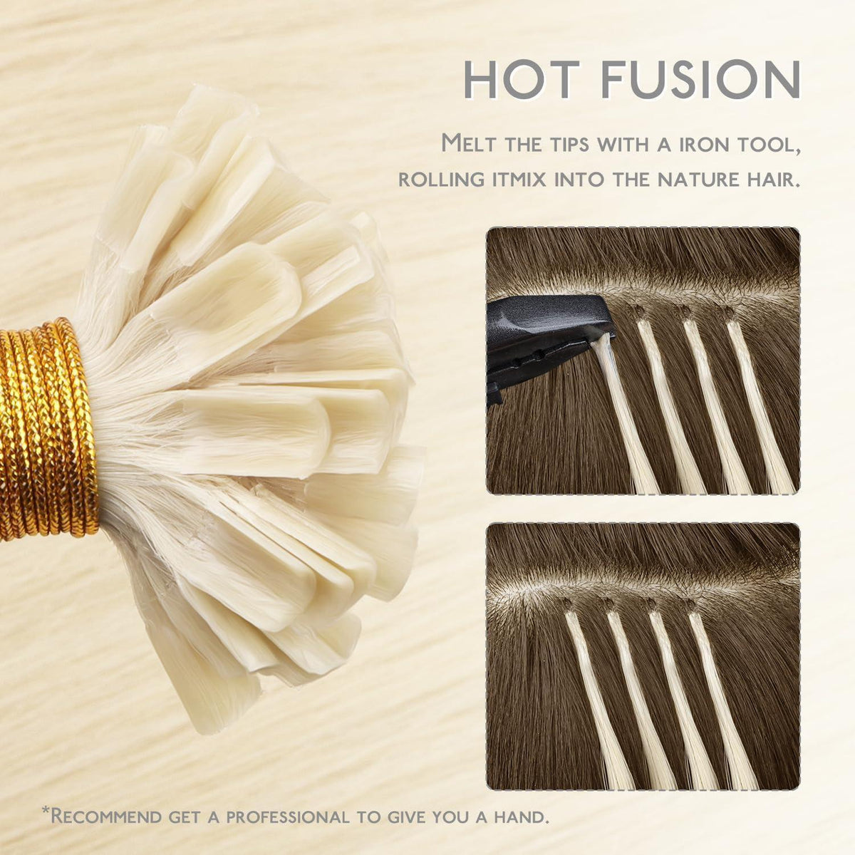 Echthaar Extensions U-Tip Platinblond 60cm