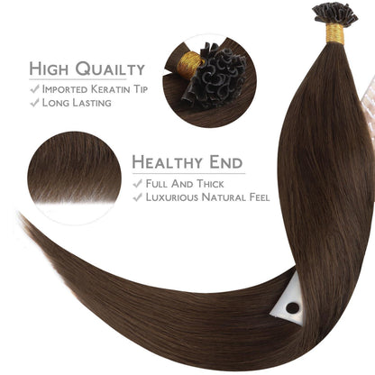Echthaar Extensions Bonding 50cm Schokoladenbraun