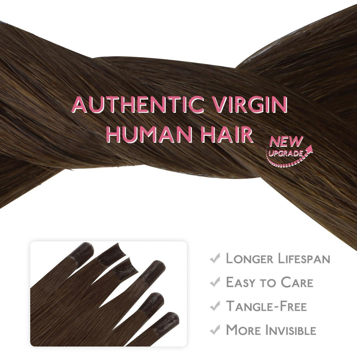 Echthaar Extensions Bonding 50cm Schokoladenbraun