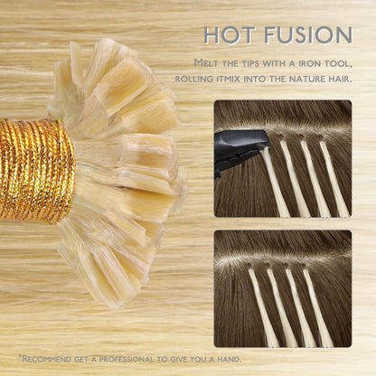 Echthaar Extensions Bonding Hellblond Highlights 55cm