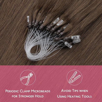 Remy Echthaar Microring Extensions – Hell Aschbraun 50cm