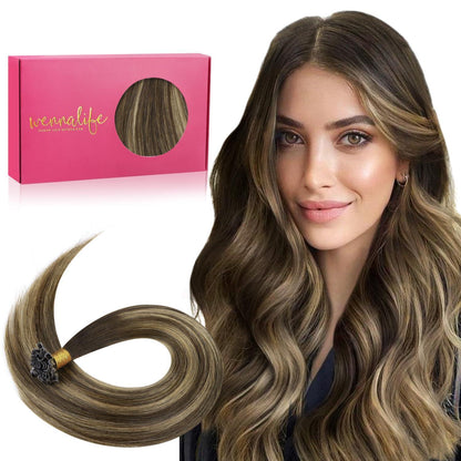 Echthaar Extensions U-Tip Bonding #4/27/4 Balayage