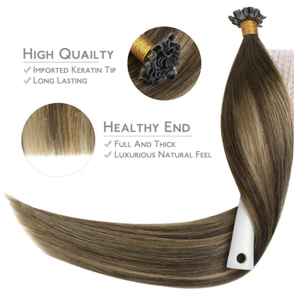 Echthaar Extensions U-Tip Bonding #4/27/4 Balayage