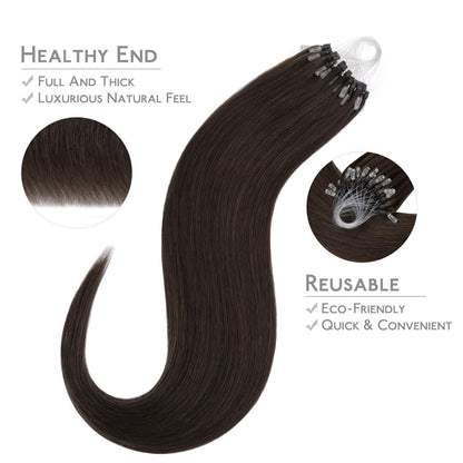 Remy Echthaar Microring Extensions Dunkelbraun 50cm