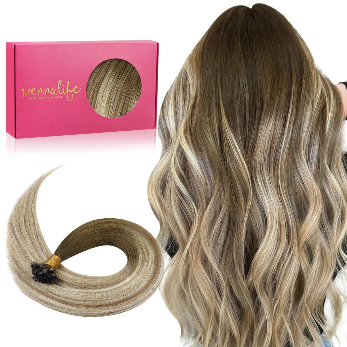 Echthaar Extensions U-Tip 55cm Ombré Braun-Blond