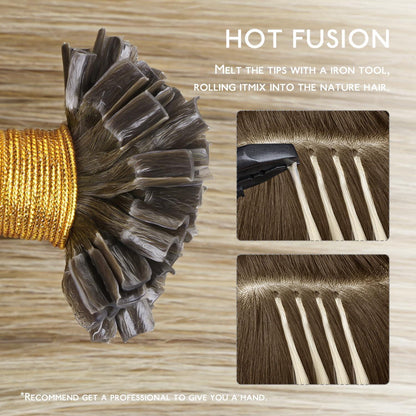 Echthaar Extensions U-Tip 55cm Ombré Braun-Blond