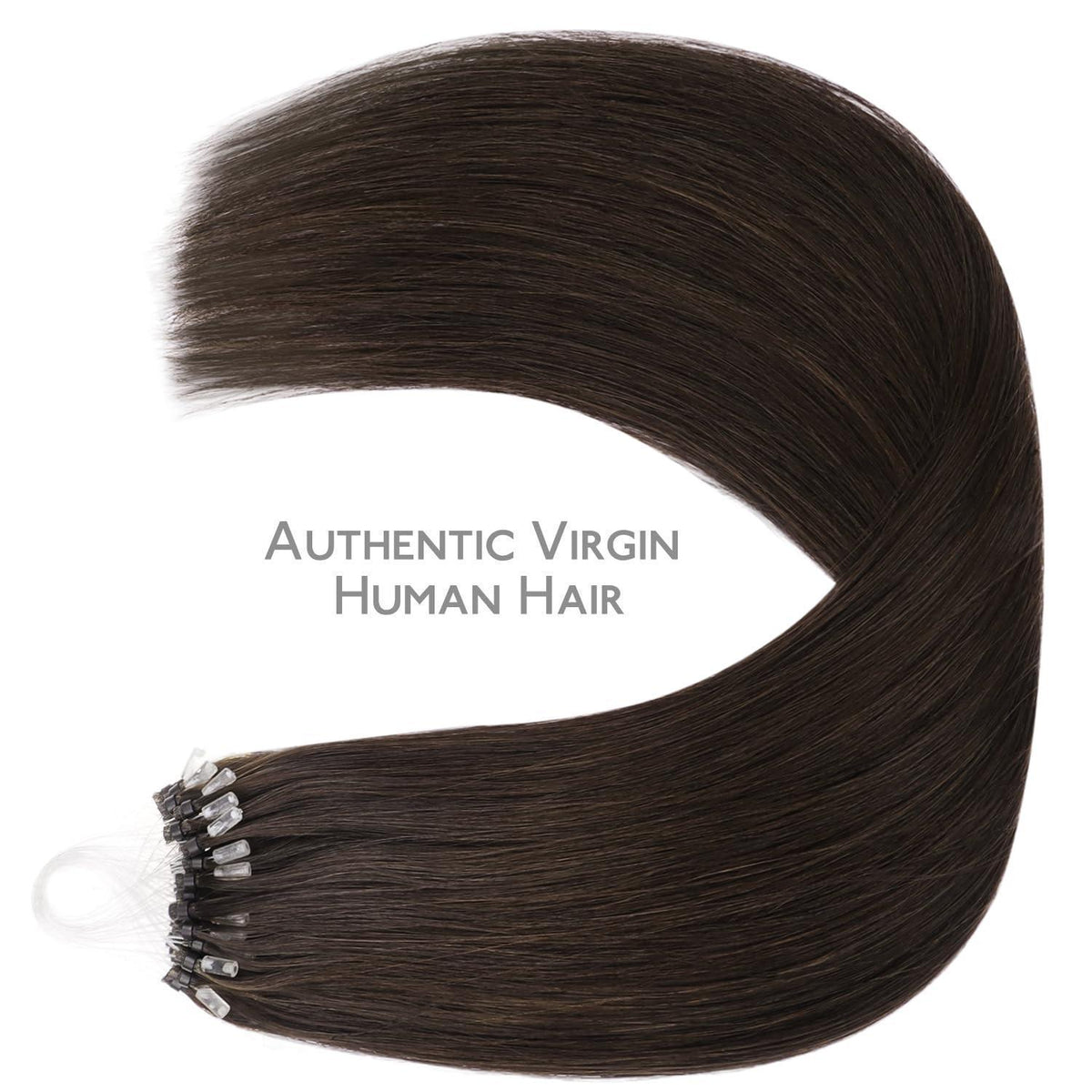 Remy Echthaar Microring Extensions Dunkelbraun 55cm