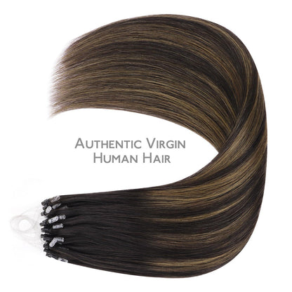Remy Echthaar Microring Extensions Dunkelbraun Balayage