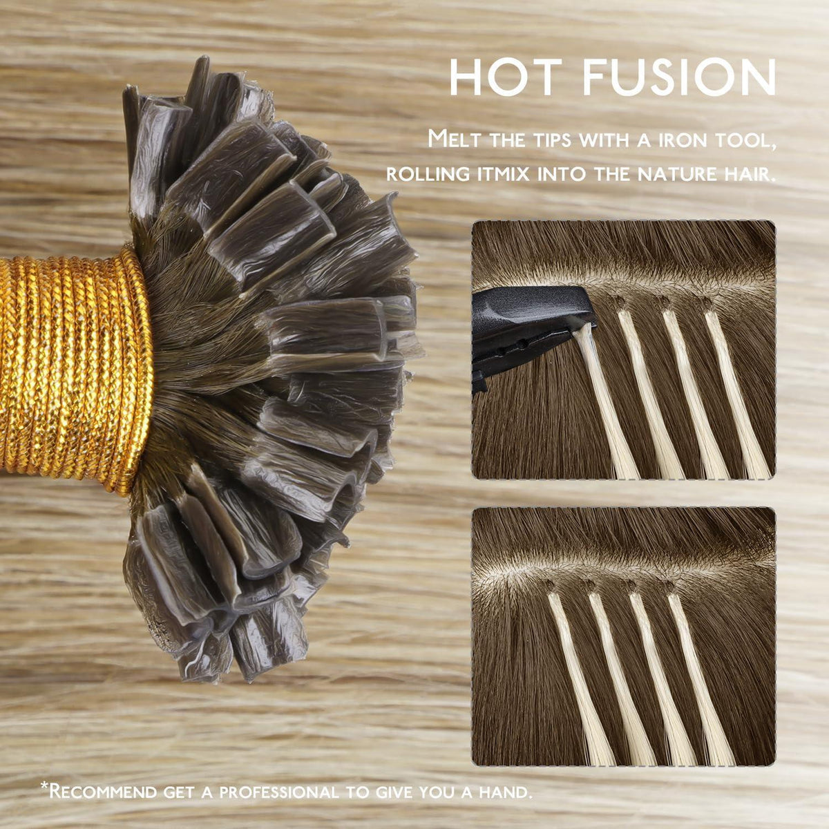 Echthaar Extensions U-Tip 45cm Ombré Braun-Blond