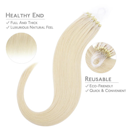 Remy Echthaar Microring Extensions Platinblond 50cm