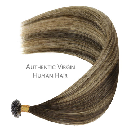 Echthaar Extensions U-Tip Bonding 60cm Schoko-Karamell