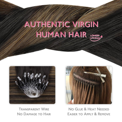 Remy Echthaar Microring Extensions Dunkelbraun-Chestnut
