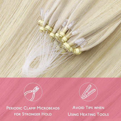 Remy Echthaar Microring Extensions Aschblond Highlights