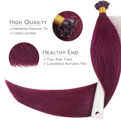 Echthaar Extensions U-Tip Burgund 55cm - 50g