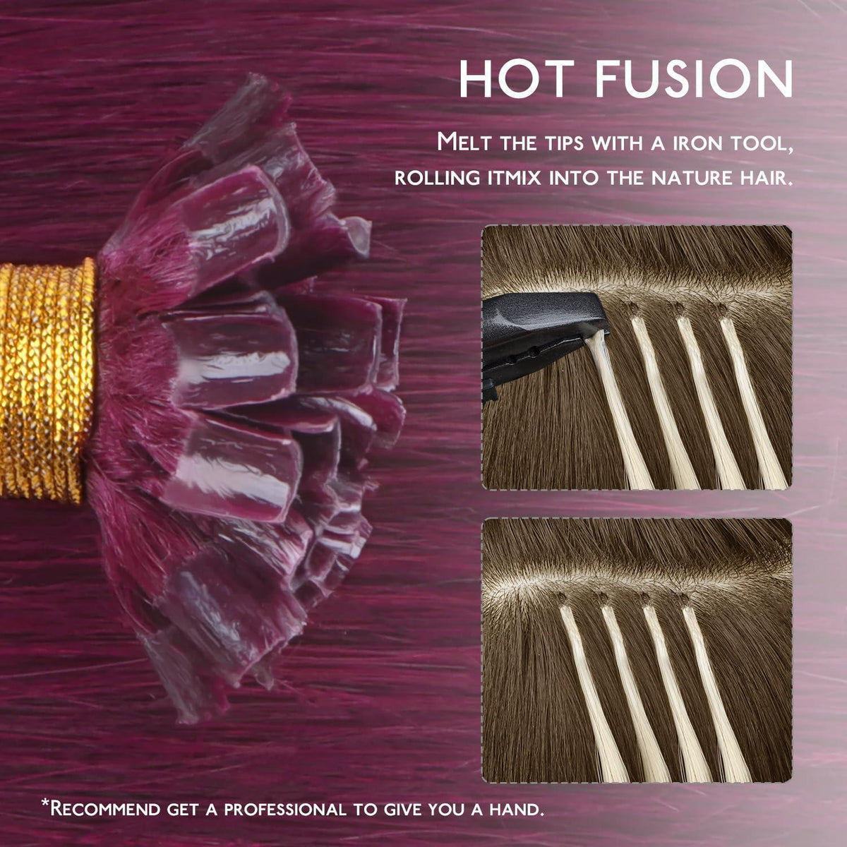 Echthaar Extensions U-Tip Burgund 55cm - 50g