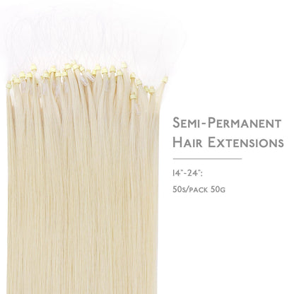 Remy Echthaar Microring Extensions Platinblond 60cm