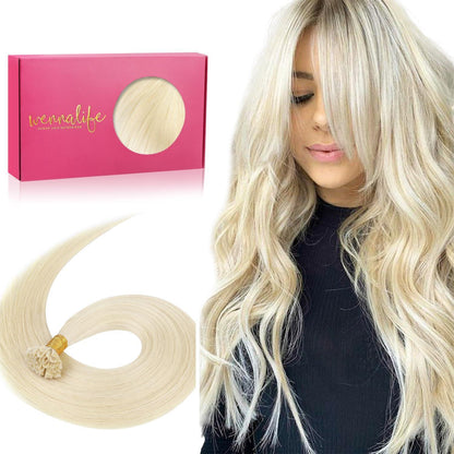 Echthaar Extensions U-Tip Platinblond 50cm