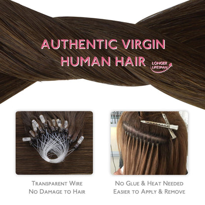 Echthaar Microring Extensions Schokoladenbraun 50g/55cm