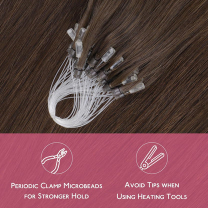 Echthaar Microring Extensions Schokoladenbraun 50g/55cm