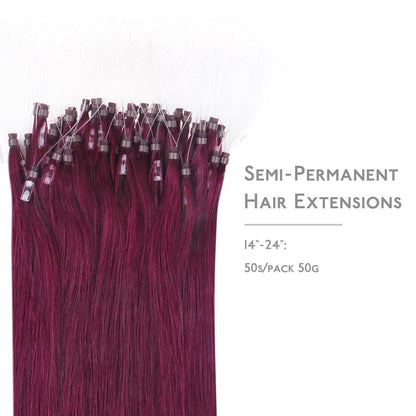 Echthaar Microring Extensions – Hellburgund 45cm