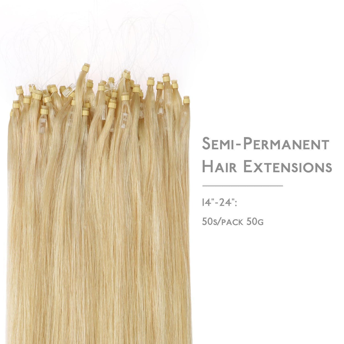 Echthaar Microring Extensions Hellblond Highlights 45cm