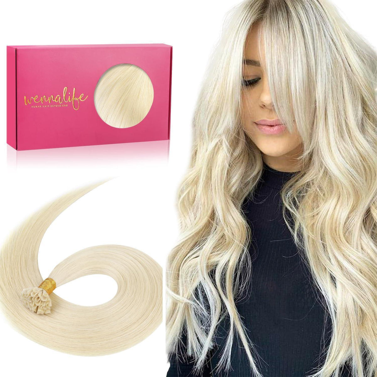 Echthaar Extensions U-Tip Platinblond 55cm 50g