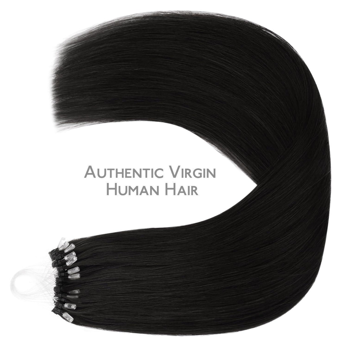 Echthaar Microring Extensions Schwarz 50g – Remy Haarverlängerung
