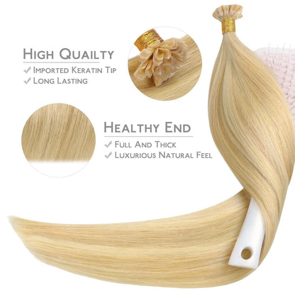 Echthaar Extensions Bonding Hellblond Highlights 45cm