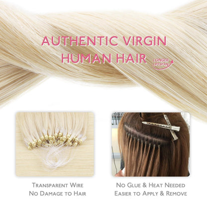 Remy Echthaar Microring Extensions Platinblond 50g/55cm