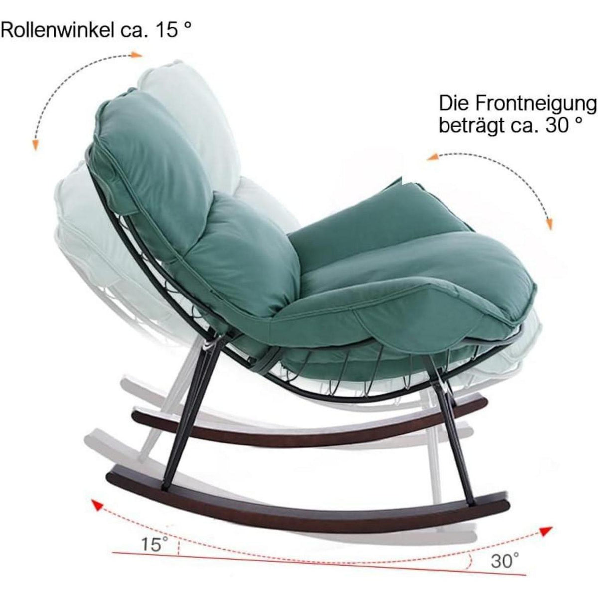 Moderner Schaukelsessel Grün – Bequemer Relaxsessel mit Metallgestell