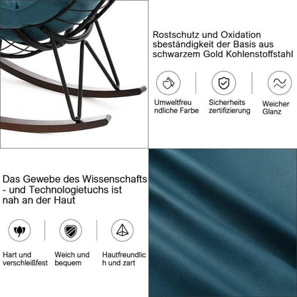 Moderner Schaukelsessel Blau – Bequemer Relaxsessel mit Metallgestell