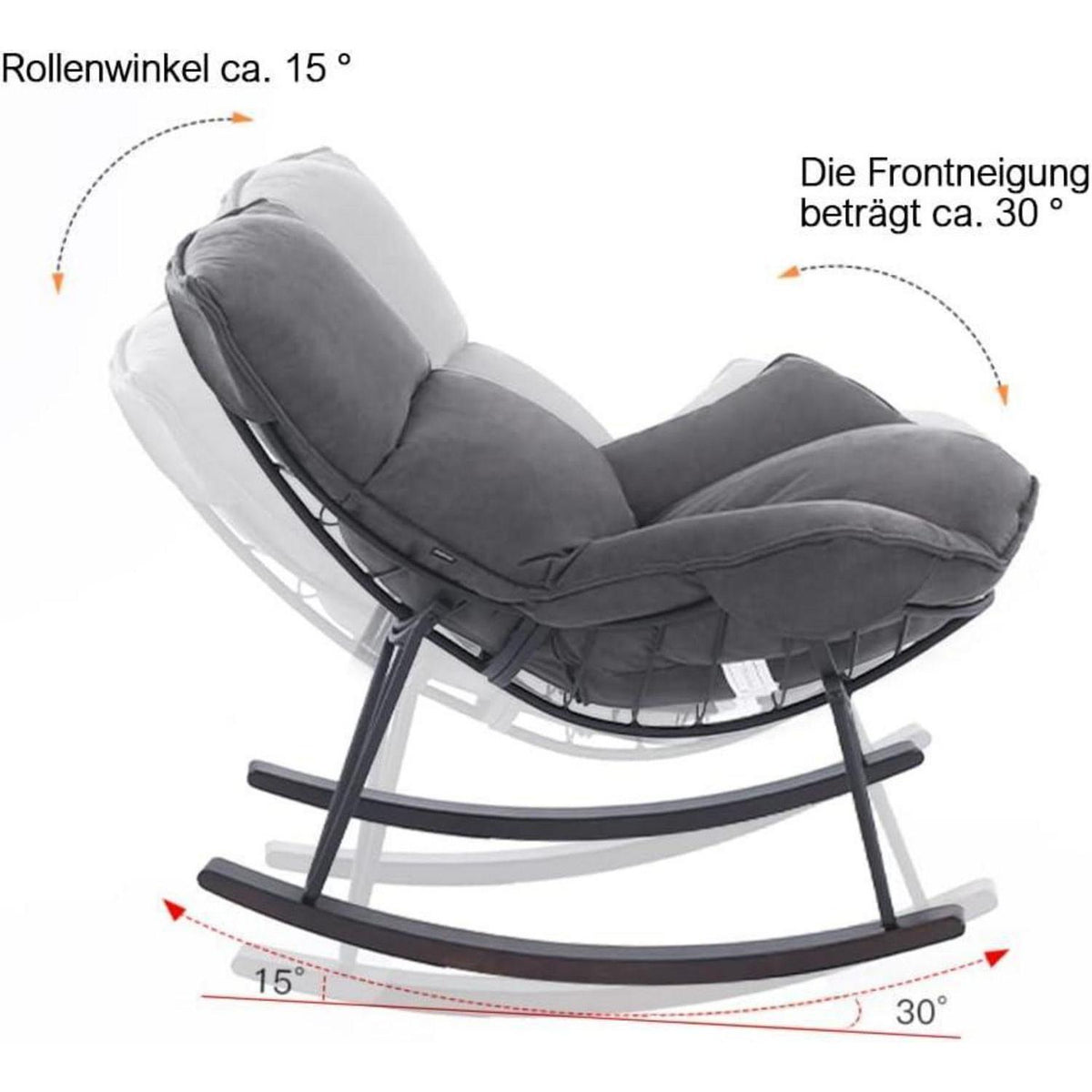Moderner Schaukelsessel Grau – Bequemer Relaxsessel mit Metallgestell
