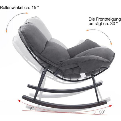Moderner Schaukelsessel Grau – Bequemer Relaxsessel mit Metallgestell