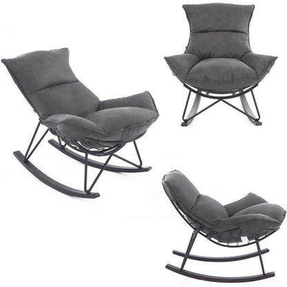 Moderner Schaukelsessel Grau – Bequemer Relaxsessel mit Metallgestell