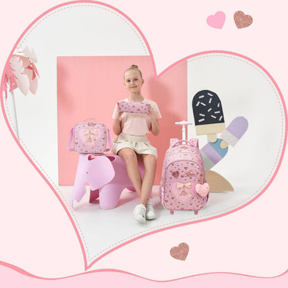 Schulranzen mit Rollen für Mädchen – Rosa Trolley Rucksack