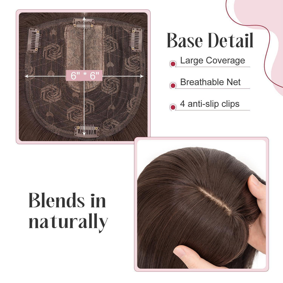 Haartopper Damen Auburn Braun, Clip-In Haarverlängerung 35cm