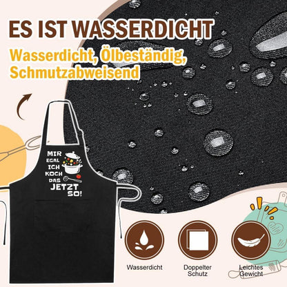 Kochschürze Baumwolle mit Taschen – Herren & Damen, Schwarz